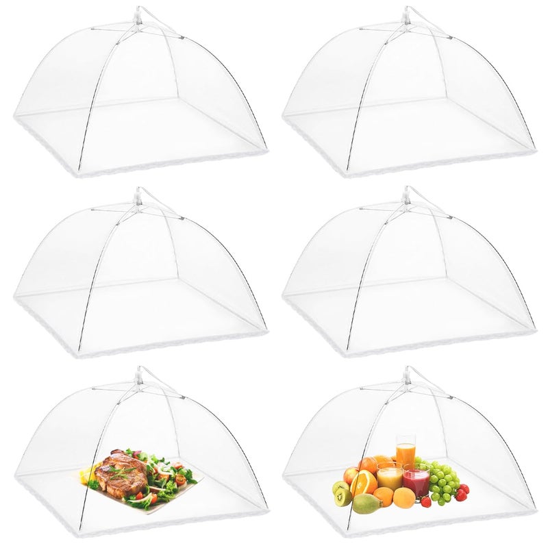 Onarway 6 Pack Food Covers 17 Inch Pop-Up Encrypted Mesh Plate Serving Tents, Fine Net Screen Umbrella for Outdoors, Parties, Picnics, BBQs, Reusable and Collapsible - Image 1